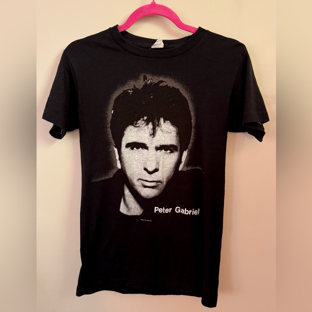 Vintage 1986 Peter Gabriel Black Band Tee Shirt Size Medium